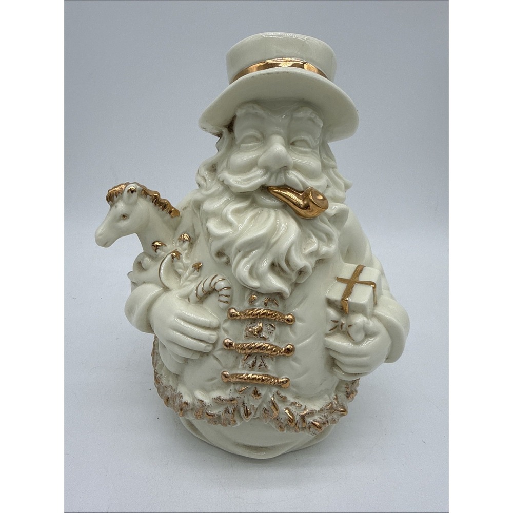 Formalities by Baum Bros White & Gold Santa Holding Presents Bust Figurine